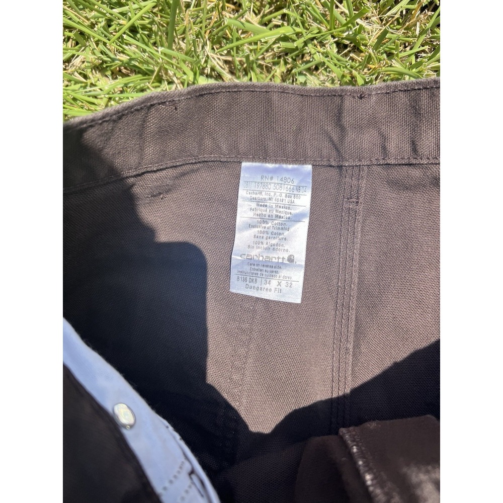 Vintage Carhartt 34x32 Double Knee Dungaree Carpenter Pants Brown B136 DKB - Picture 2 of 5